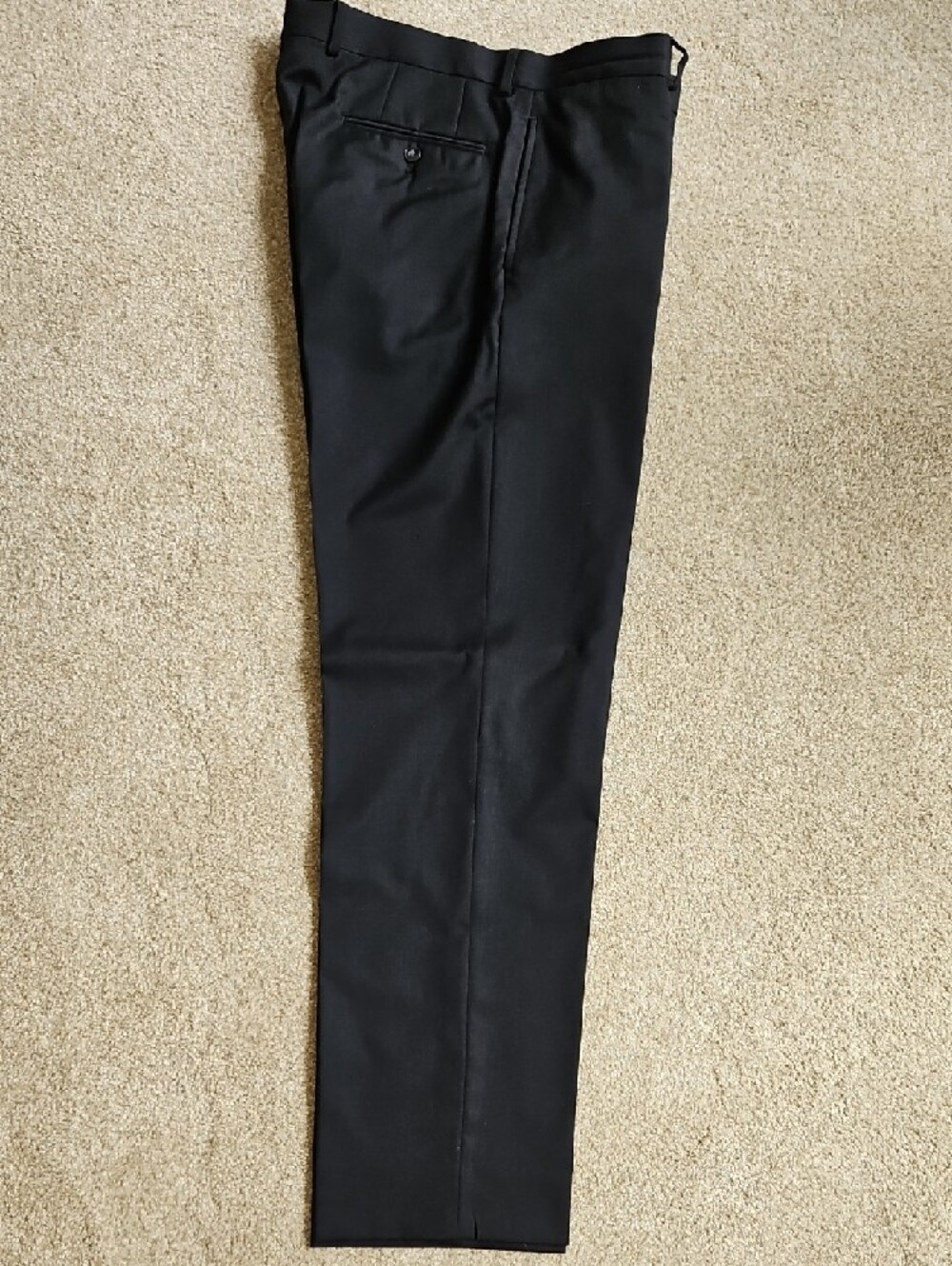 Custom Made Size 36x32 Men's Black Dress Pants Wool With Satin Lining - Picture 3 of 10